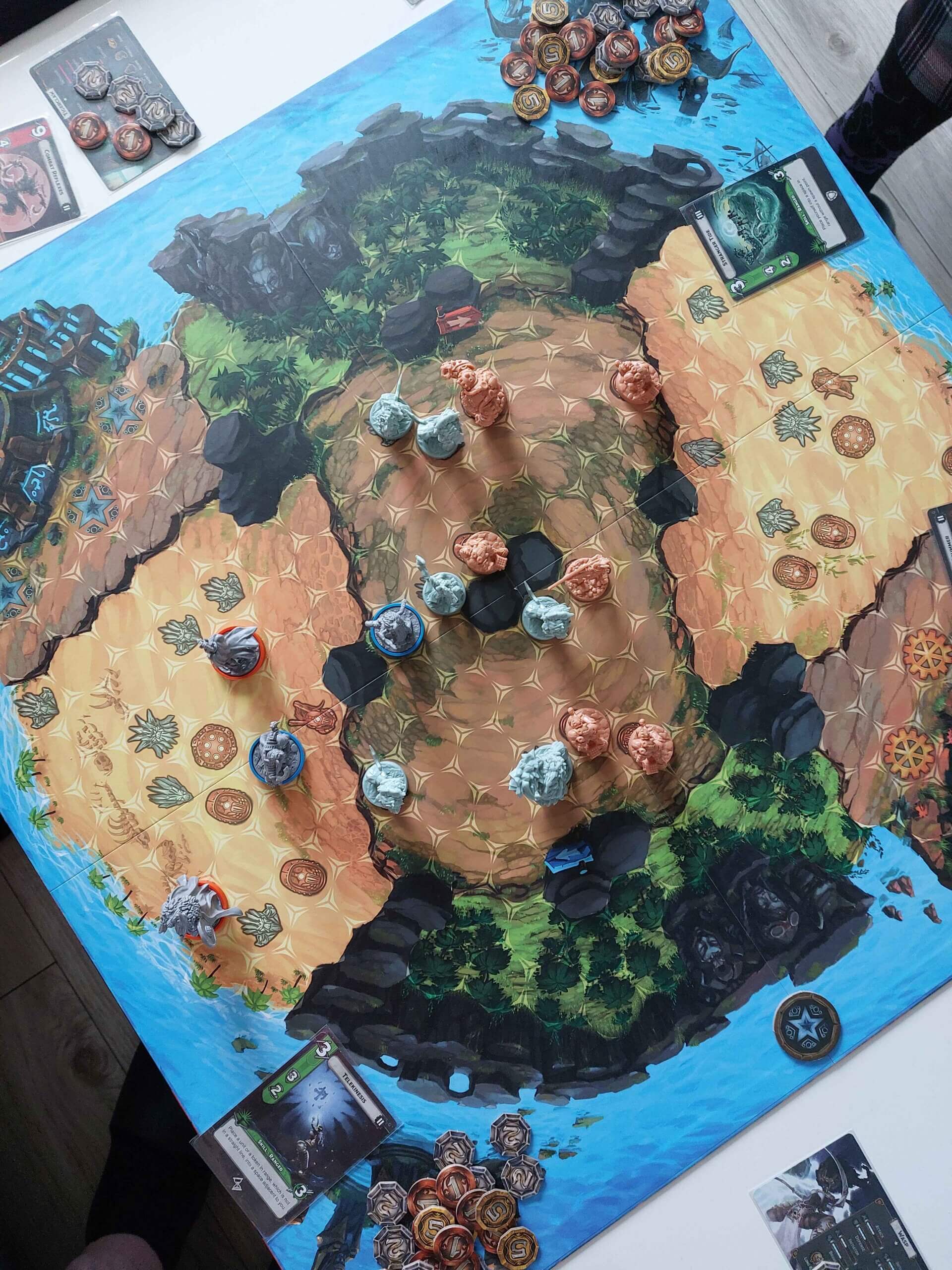 A board game set up on a table