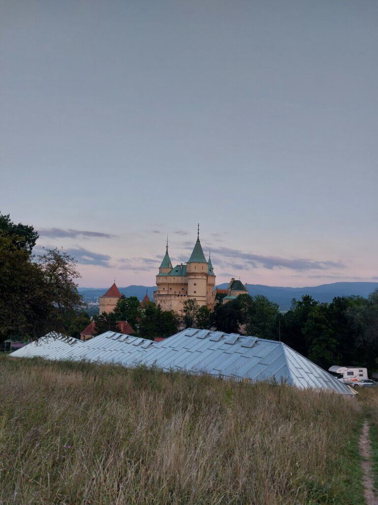 Sunset sky and a beautiful castle