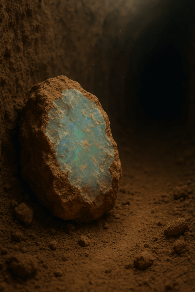 Opal stone in a mine
