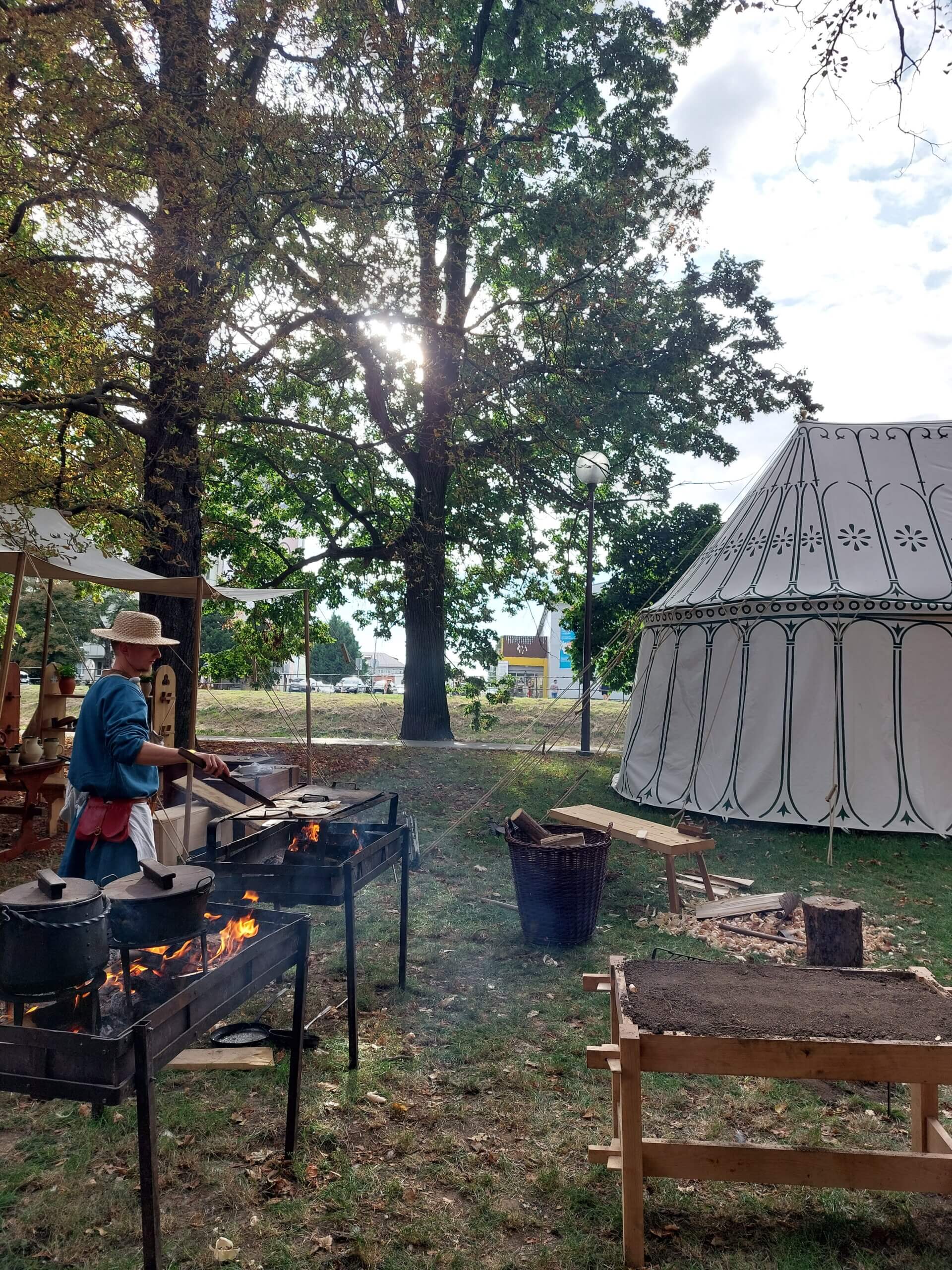 Medieval village set up in a park