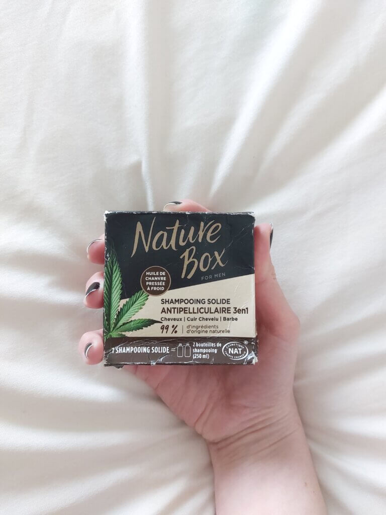 A box of a Nature Box shampoo bar