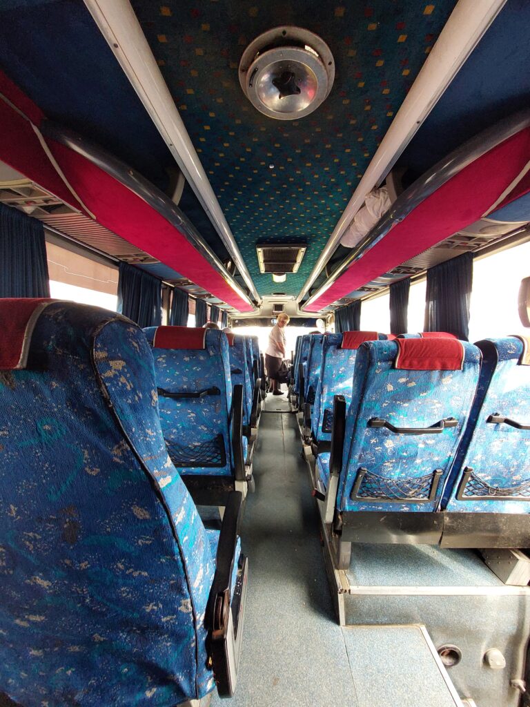 Inside of an old bus