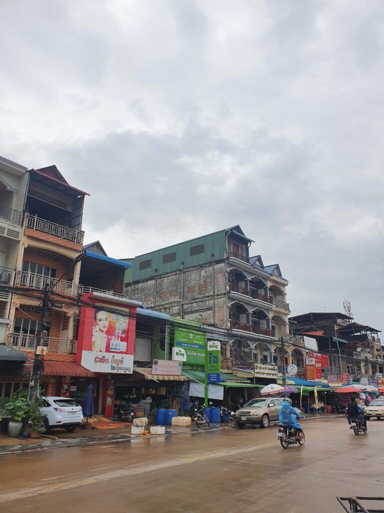 A rainy street in Kampot
