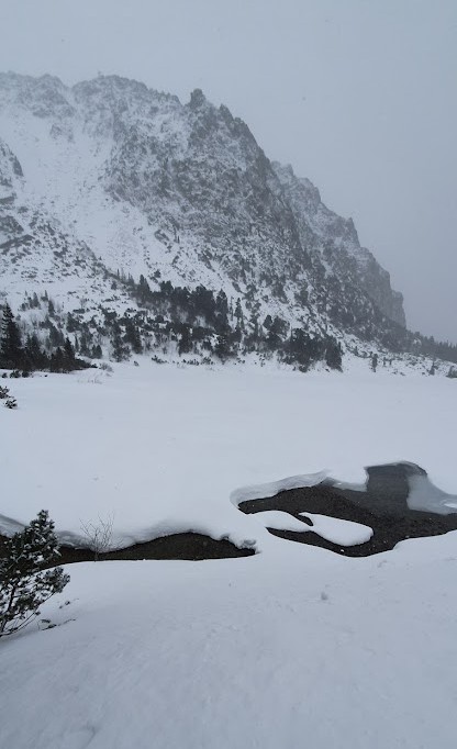 Snowy mountain and a lake