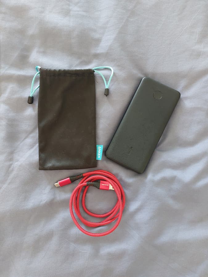 Power bank, cable and a pouch