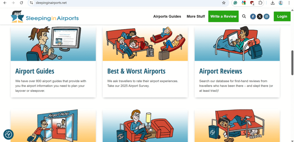 Sleeping In Airports website