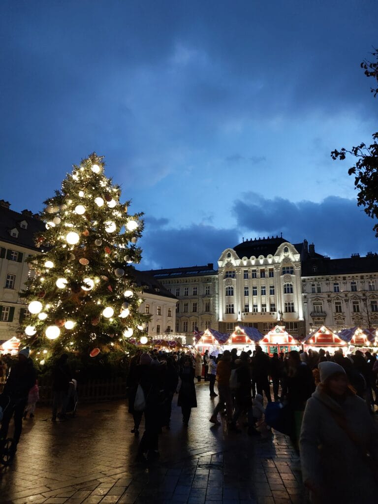 Is Bratislava Worth Visiting? The Truth + Better Alternatives 11 Christmas tree and a market at night
