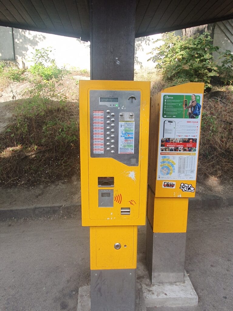 Ticket machine at a bus stop