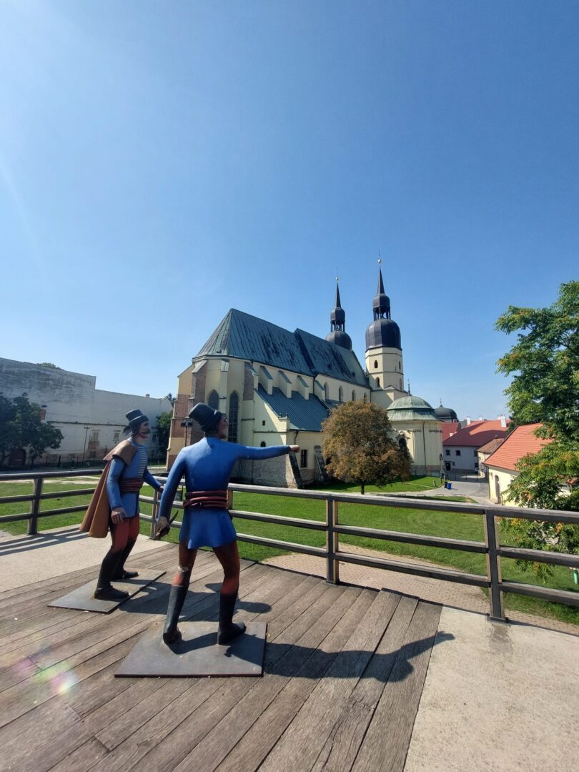 Game characters and a church in Trnava