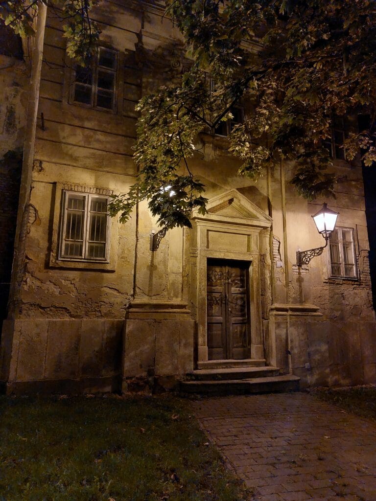 An old house at night