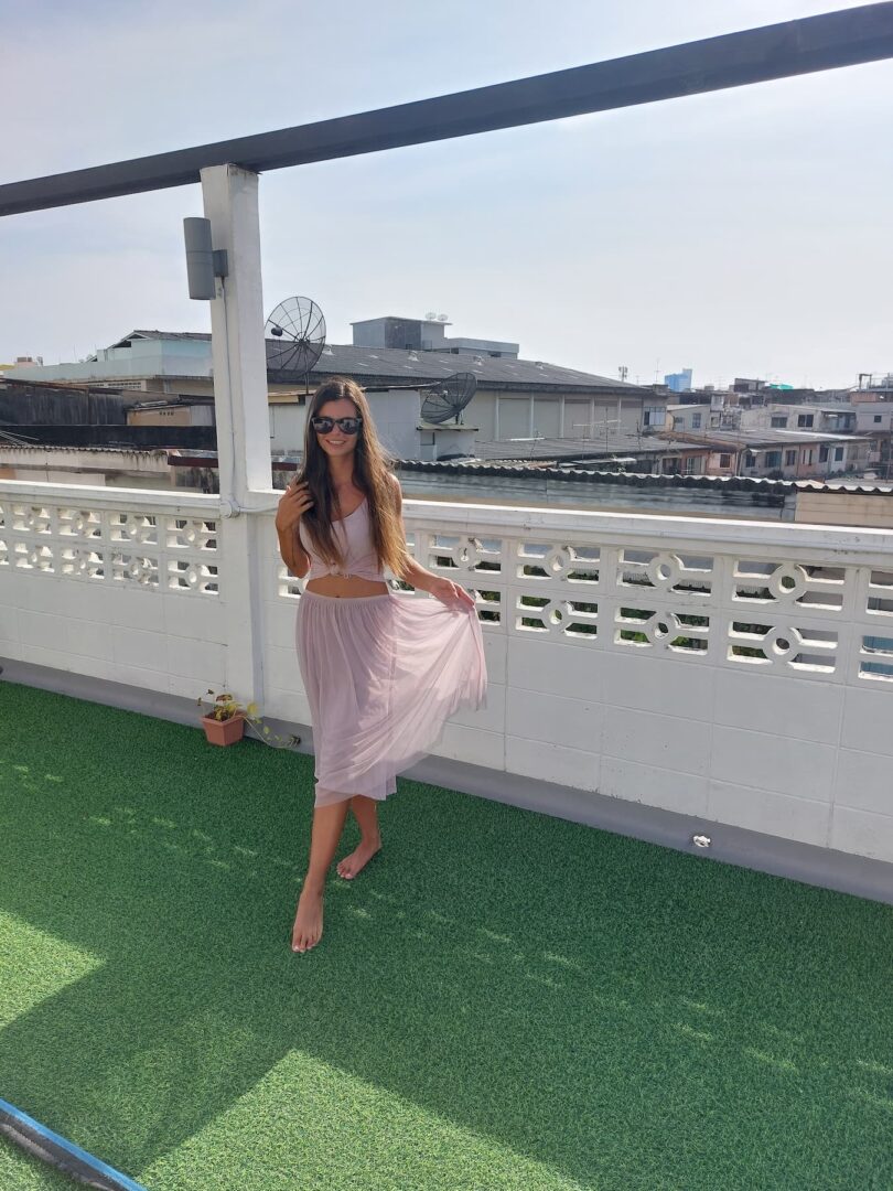 Mirka on a terrace in Bangkok