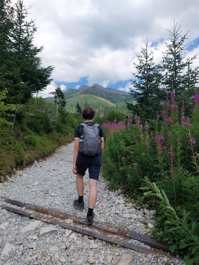 Daniel hiking in the mountains