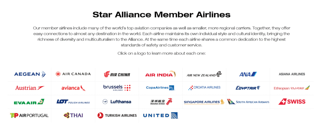 A list of Star Alliance member airlines