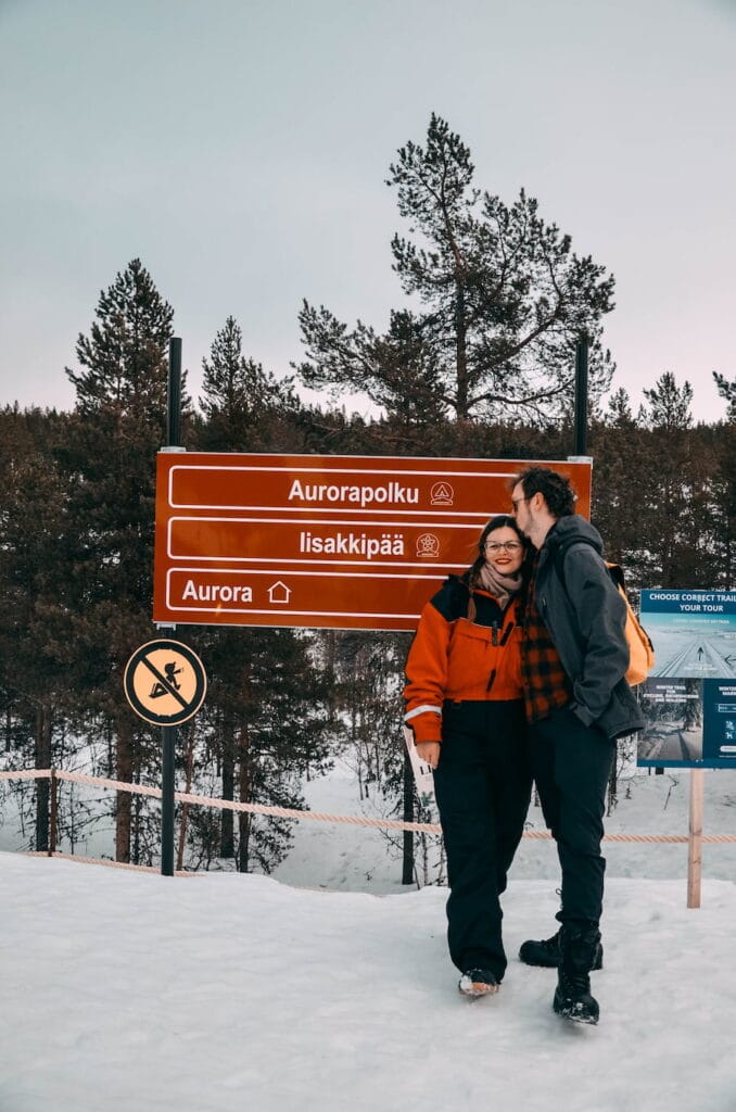 Mirka and Daniel in winter clothes in Lapland