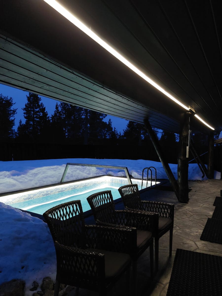 Outdoor ice pool in the evening