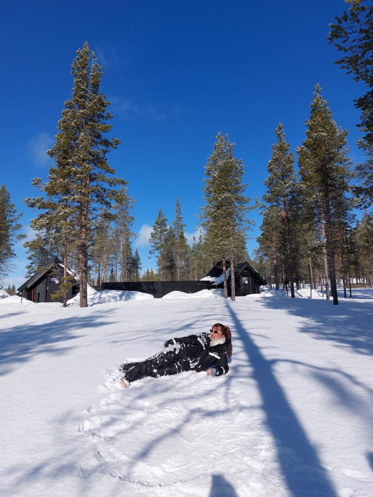 Mirka's sister posing in the snow