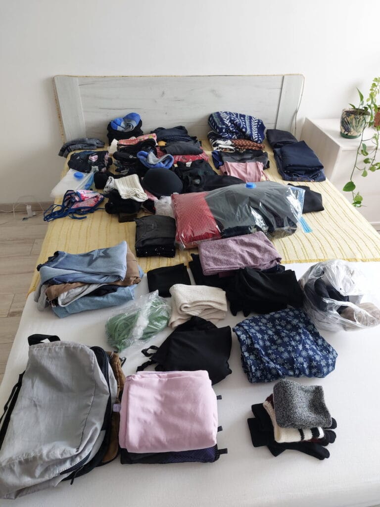 Clothes on a bed