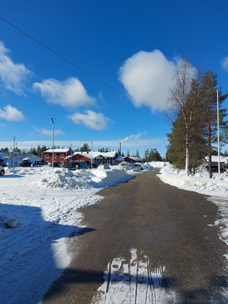 Snowy street in Saariselkä 