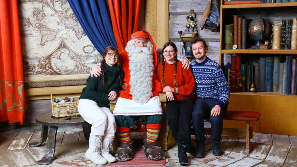 Mirka, Daniel and Mirka's sister with Santa Claus