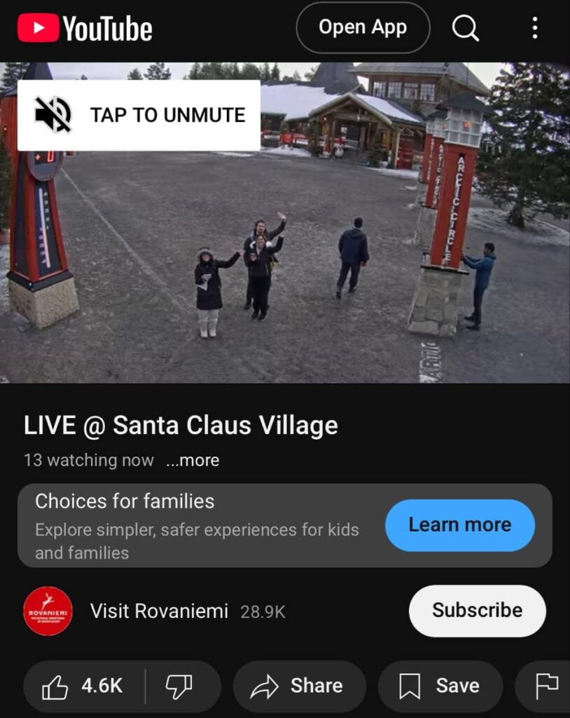 Mirka, Daniel and Mirka's sister on the Santa Claus Village webcam