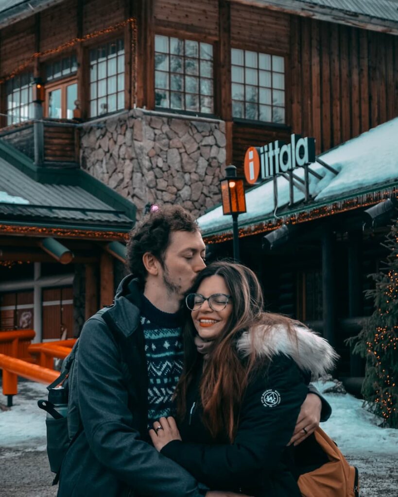Mirka and Daniel in Santa's village in Lapland