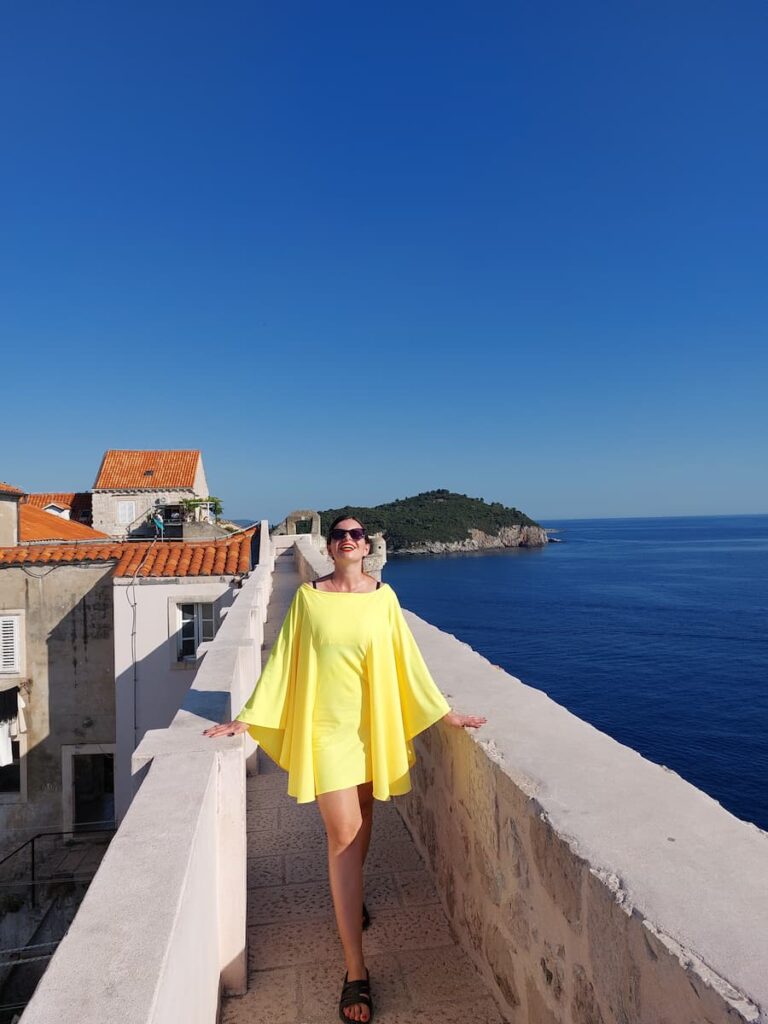 Mirka posing on Dubrovnik City Walls