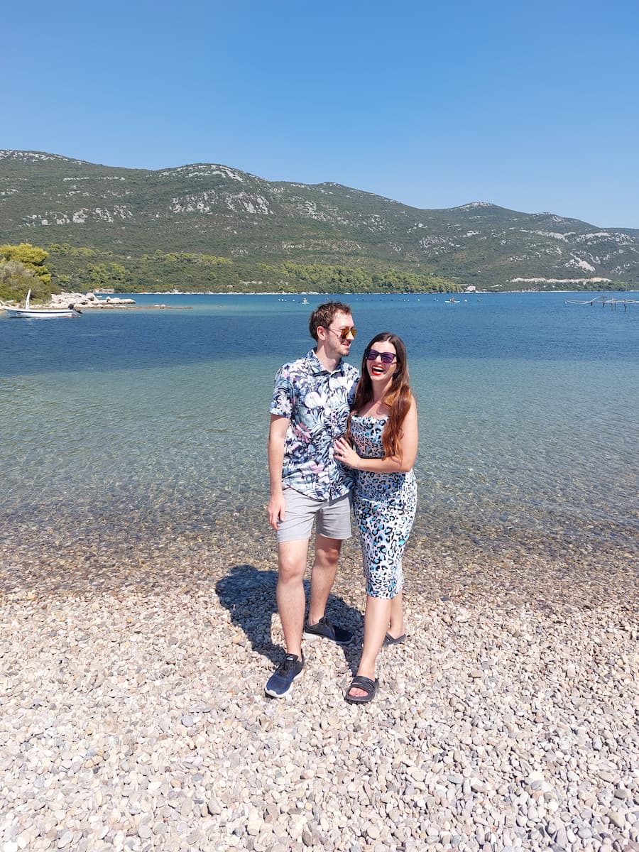 Mirka and Daniel by the sea in Ston village, Croatia