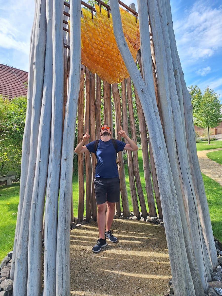 Daniel in a hive in Vcelovina garden in Smolenice