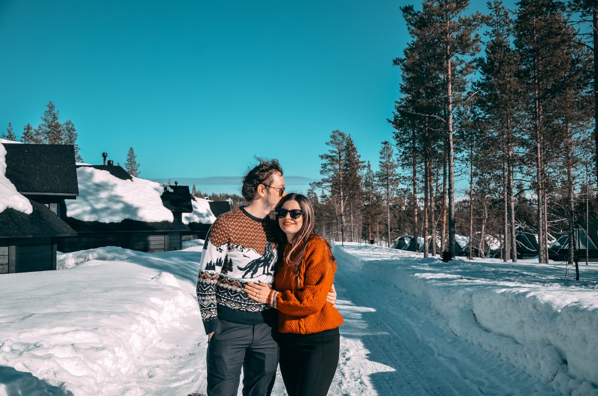 Mirka and Daniel in Northern Lights Village in Lapland