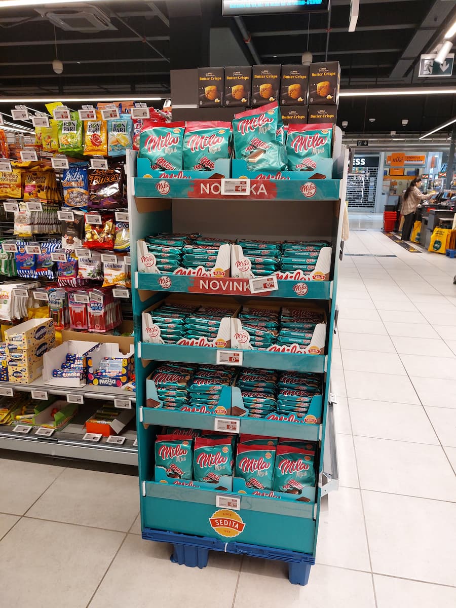 Products Made in Slovakia: 9 Unique Souvenirs Worth Buying 21 Mila display in a supermarket