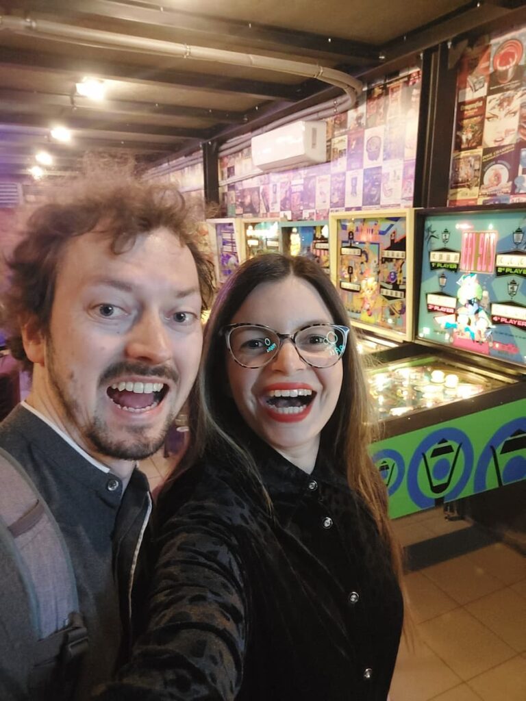 Mirka and Daniel in Pinball Station, Warsaw