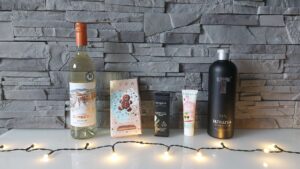 Products made in Slovakia: Slovak wine, Lyra chocolate, Botanica Slavica rosemary hair oil, Biela Perla toothpaste and Tatratea
