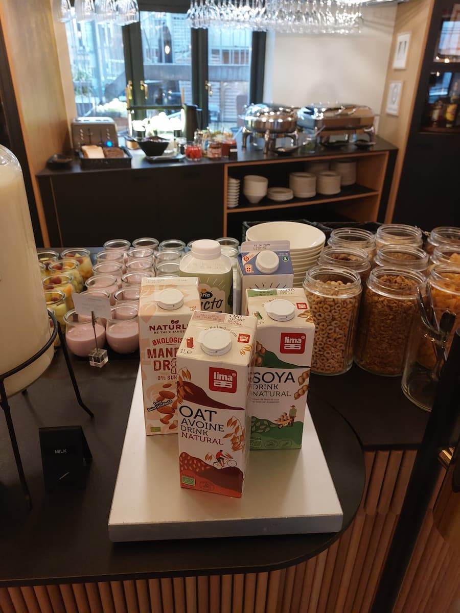 Breakfast lactose-free milk at Andersen Hotel