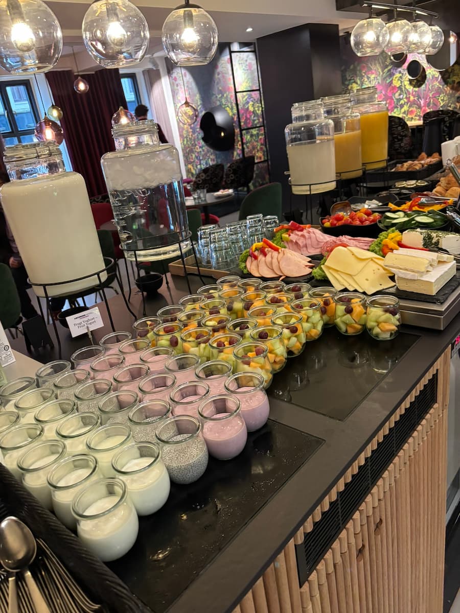 Breakfast selection at Andersen Hotel