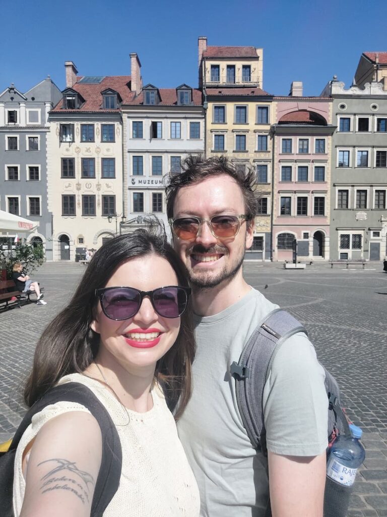 Mirka and Daniel at the Old Town Market Square in Warsaw