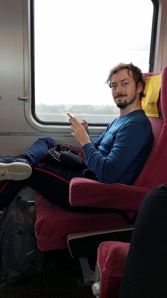 Daniel on a single seat on RegioJet