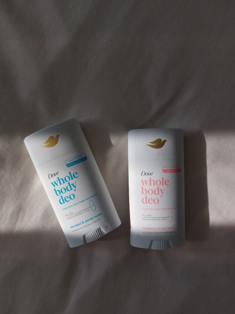 Dove whole body raspberry & rose and sea mist & peony deodorants