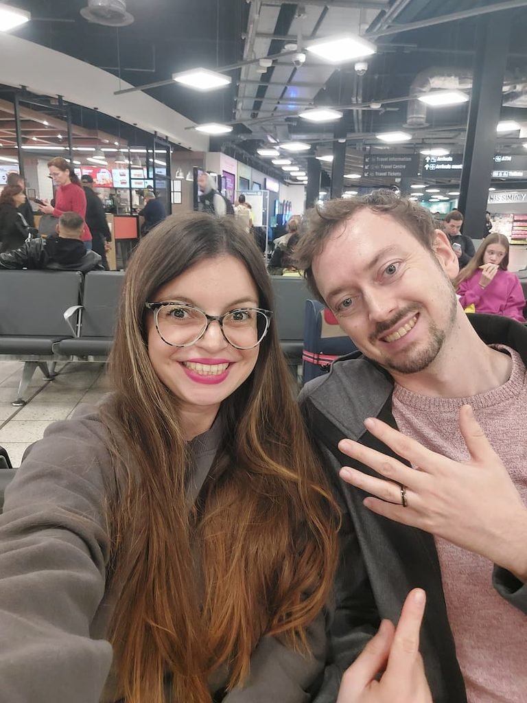 Mirka and Daniel at Luton airport