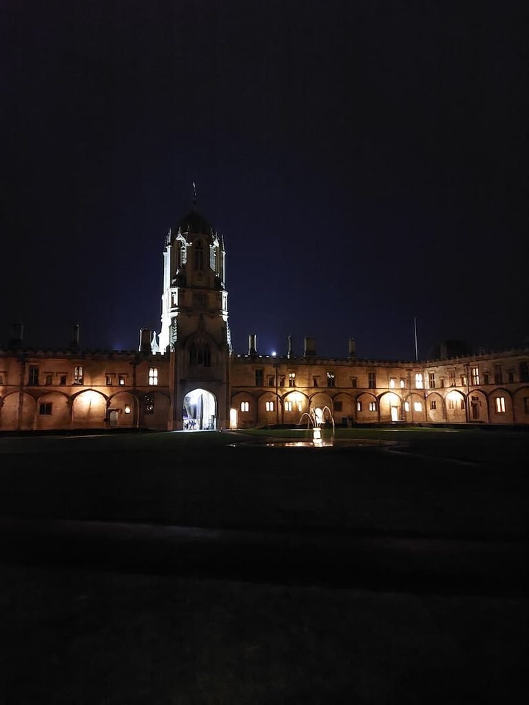 Tom Quad at Christ Church College after dark