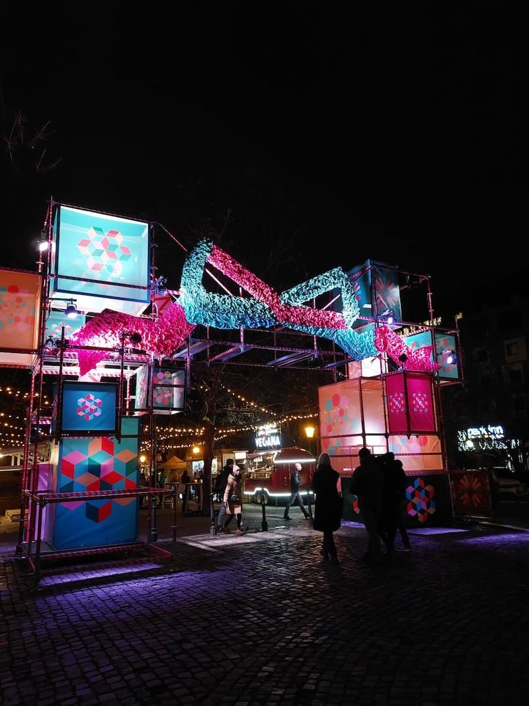 Christmas market entrance on Hviezdoslav Square